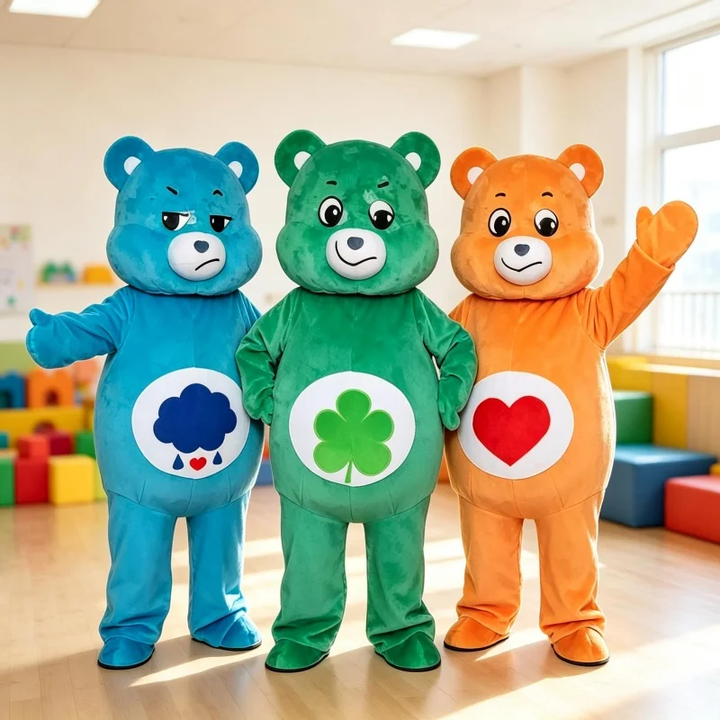 Erwachsenen-Maskottchen-Kostüm Niedlicher Regenbogen-Bär Cartoon-Bär Cosplay-Kostüm für Halloween Karneval Geburtstagsfeier