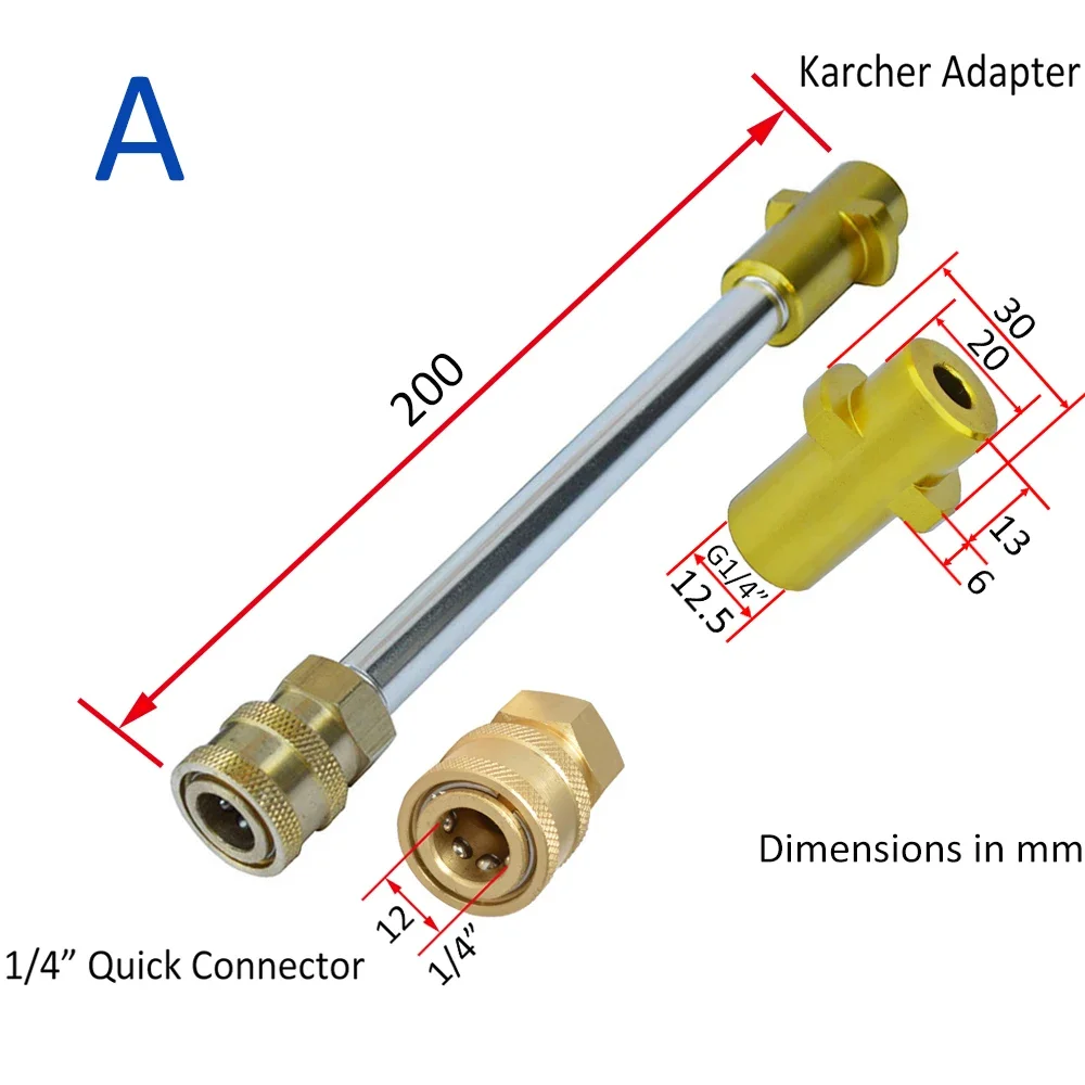 Pressure Washer Lance Car Washer Water Spray Wand Converting Lance Adpater for Karcher K Fitting To 1/4