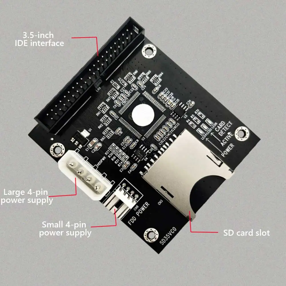 SD para IDE 3,5 Polegadas 40Pin IDE Adaptador de Unidade de Disco Rígido 40Pin Adaptador Macho Compatível com DOS/Linux/Windows 98/XP/VISTA/NT