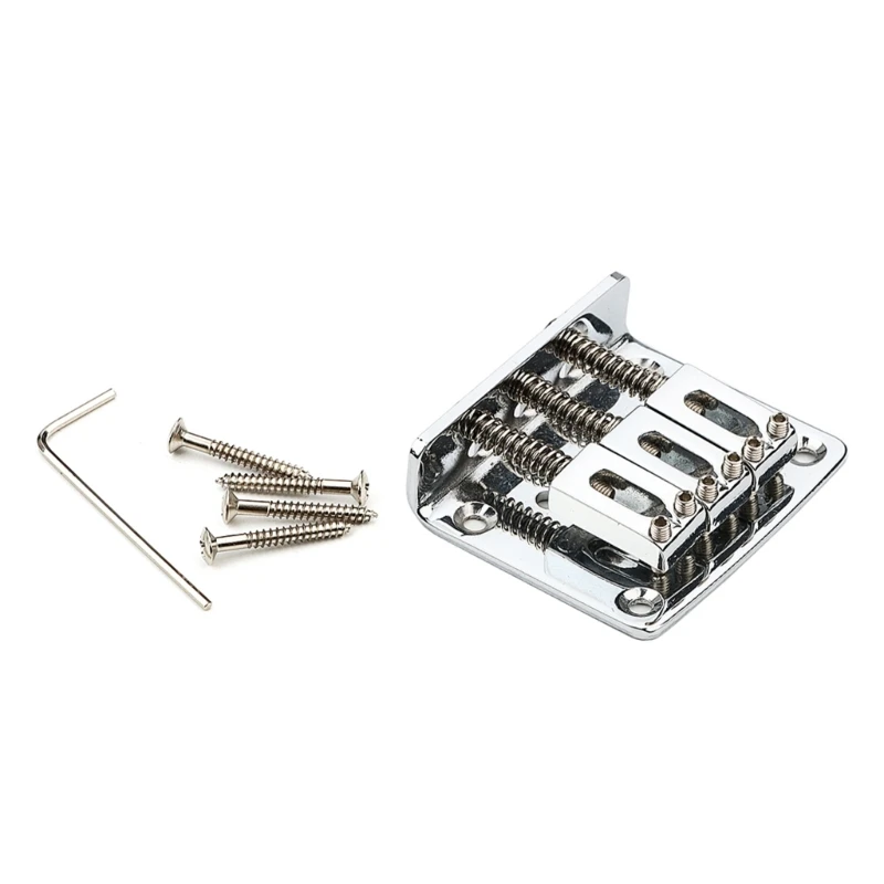 3 String Fixed Saddles Guitar Bridge Top Load Tailpiece with Mounting Screws & Wrench for Electric Guitar Parts Enduring