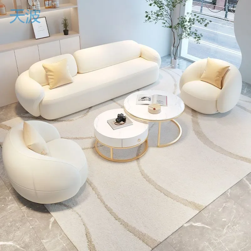 Beauty salon sofa Internet celebrity Italian light luxury cat skin scratching small apartment store