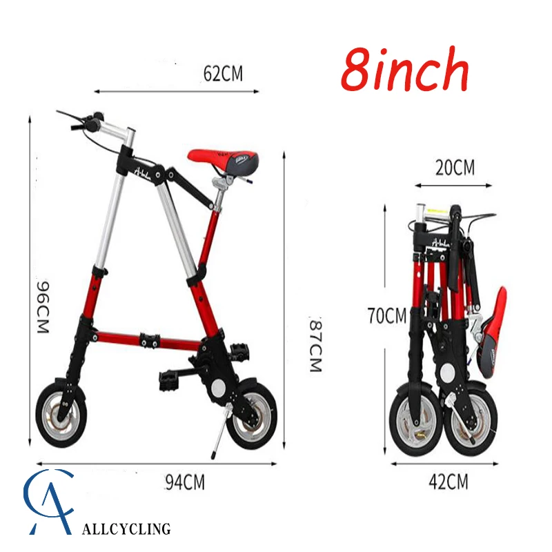 

Foldable Bike 8 Inch Aluminum Alloy Cycling Ultra Light Mini Bicycle Adult Office Worker Pneumatic Tire