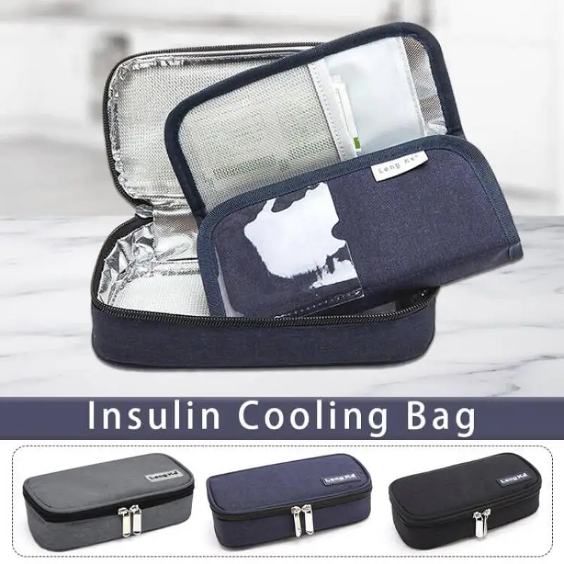 Saco de refrigeração de insulina Oxford impermeável Bolso diabético portátil Protetor de pílula de viagem Legal médico isolado térmico sem gel