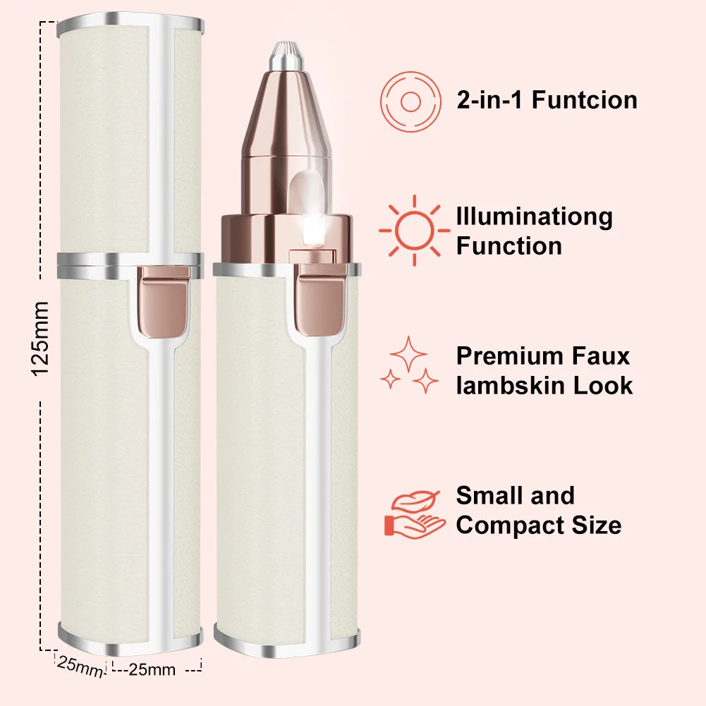 Solimpia 2-In-1 Women Electric Epilator Painless Hair Remover for Lady Shaver Eyebrow Shaper Facial Armpit Portable Trimmer