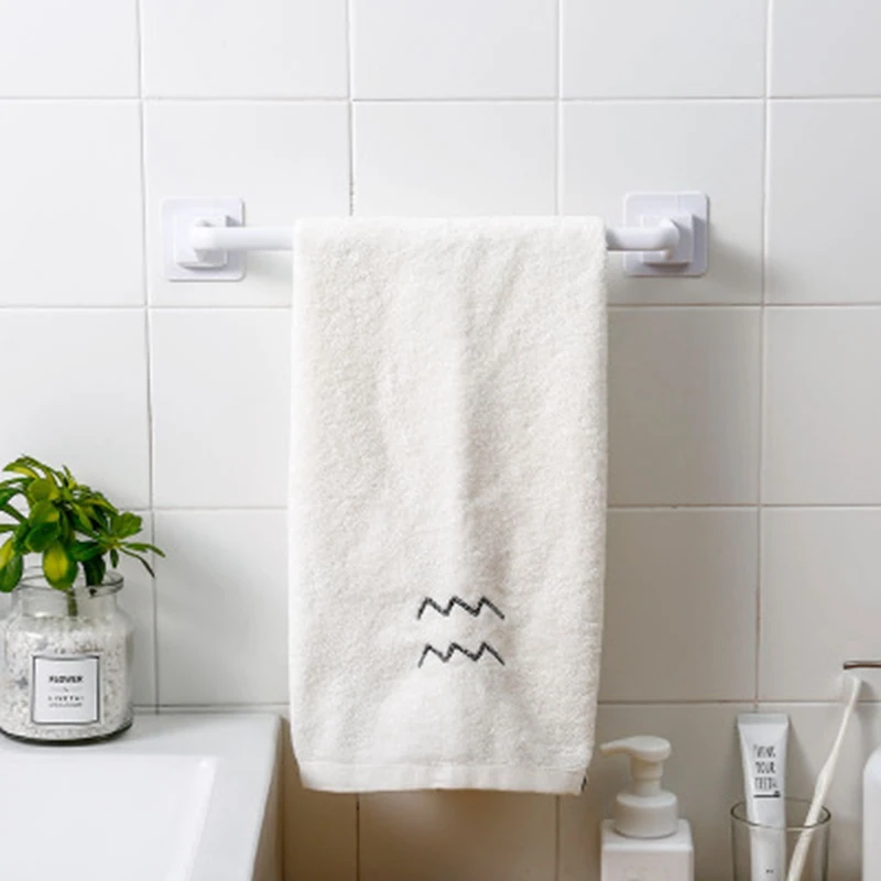 Self Adhesive Towel Holder Towel Rack Bathroom Towel Hanger Wall-Mounted Towel Bar Kitchen Rag Dishcloth Clip Towel Organizer