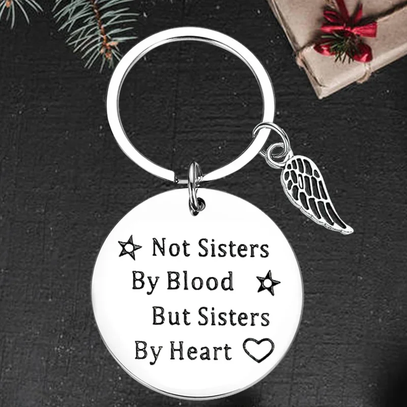 

Cute Not Sisters By Blood But Sisters By Heart Keychain pendant Best Friend key chain Friendship Gift for Women Girls Gifts