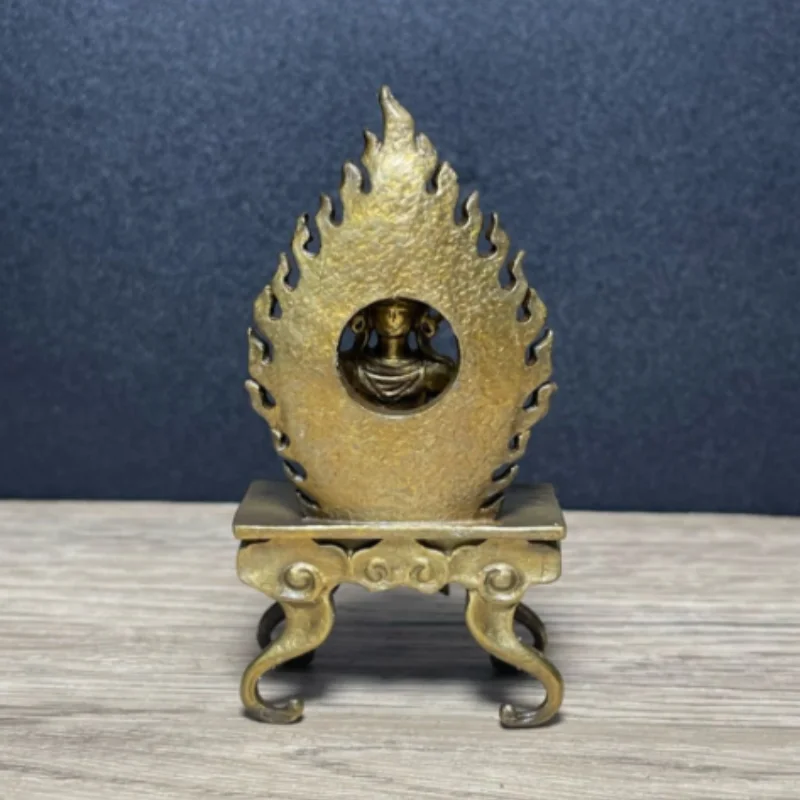 Tibetan Buddhism Vintage Copper Guanyin Bodhisattva Sitting Statue - Home Feng Shui Auspicious Decor Protection & Blessing Craft
