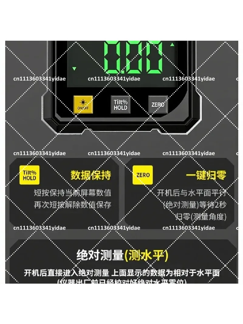 4-Sided Magnetic Digital Angle Inclinometer with Laser Level for Woodworking, Tilt Measurement Tool