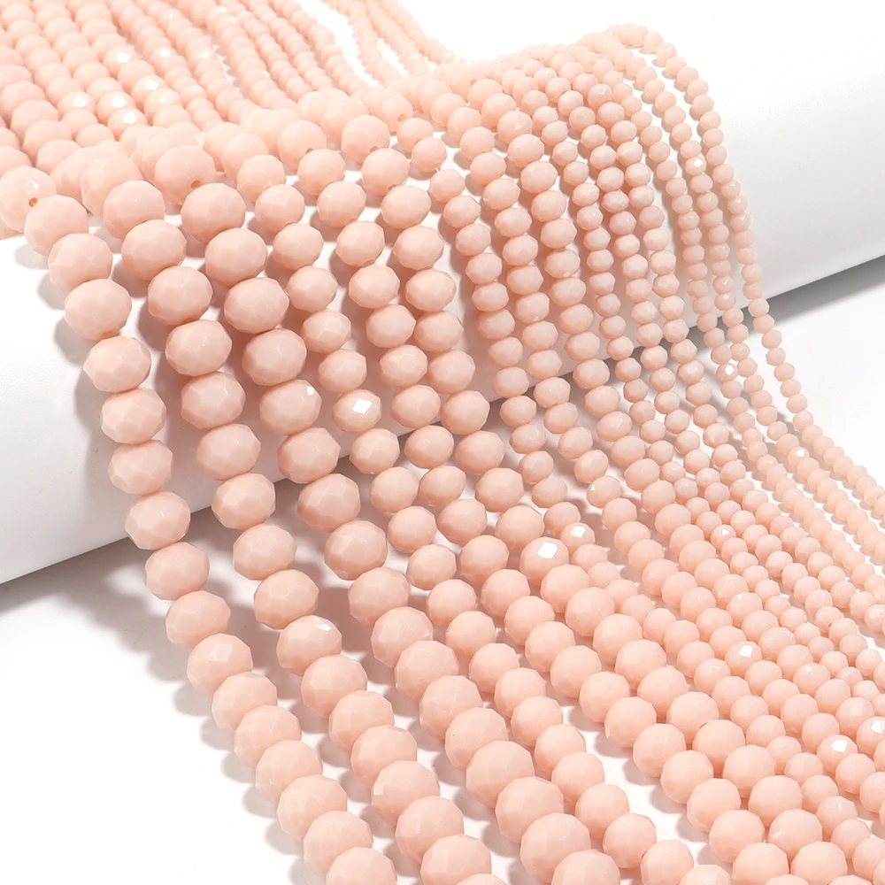 3/4/6/8/10mm Rondelle facettierte Kristallperlen, beige Porzellanglasperlen, lose Perlen für die Schmuckherstellung, DIY Armbänder, Halsketten, Schmuckzubehör