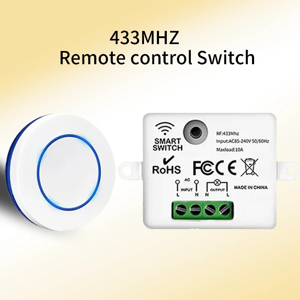 

AC220V 433Mhz Wireless Remote Control Switch Relay 1CH Receiver Controller and 2botton RF 433 Mhz Transmitter