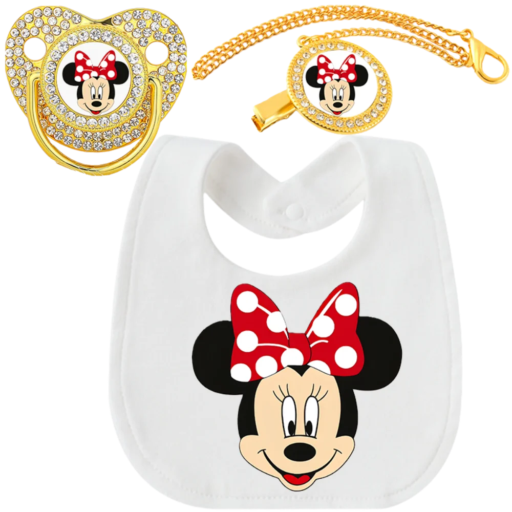 

[Set] 2026 Cute baby nipple soothing pacifier with clip baby bib teeth cleaning nipple baby party gift set 0-8M
