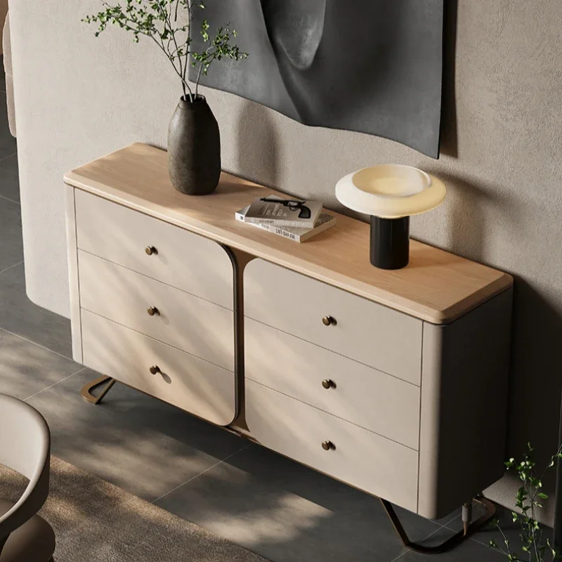 Light luxury dining side cabinet Multi-specification mobile dining side cabinet Solid wood leather dining side cabinet