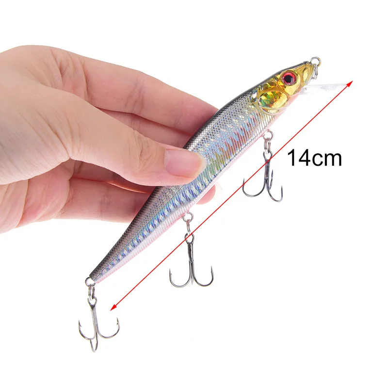 SEALURER 1PCS 14cm 23g Fishing Lure Minnow Hard Bait with Three Fishing Hooks Fishing Tackle Wobbler 3D Eyes Crankbait