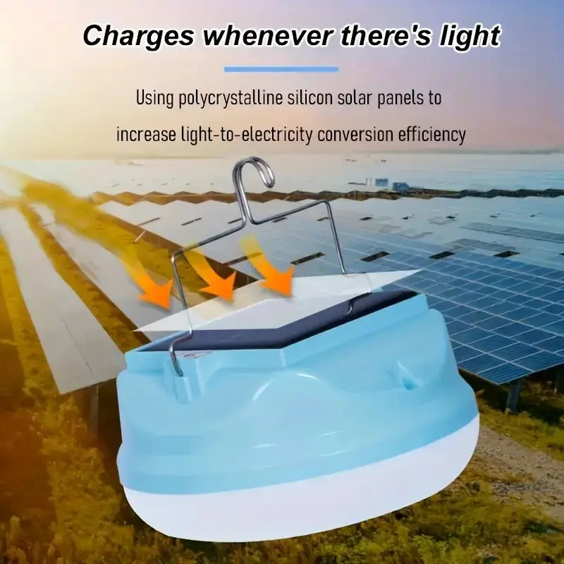 1 Solar Powered Ultra Bright LED Camping Light with Magnetic Base and 3 Lighting Modes Suitable for Camping Hiking and Fishing
