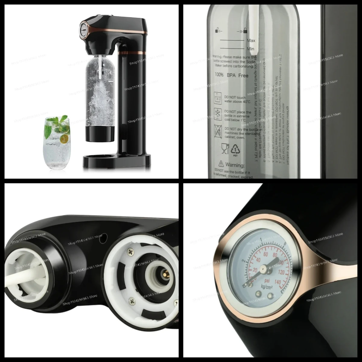 Portable CO2 Soda Maker - 1L Homemade Sparkling Water & Drink Machine