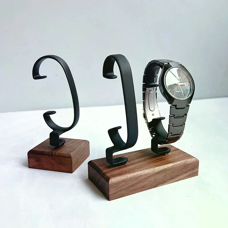 Wooden C-Shaped Watch Holder Jewelry Organizer Display Stand for Bracelet Ring Earring Watch Display Solidwood Watch Stand