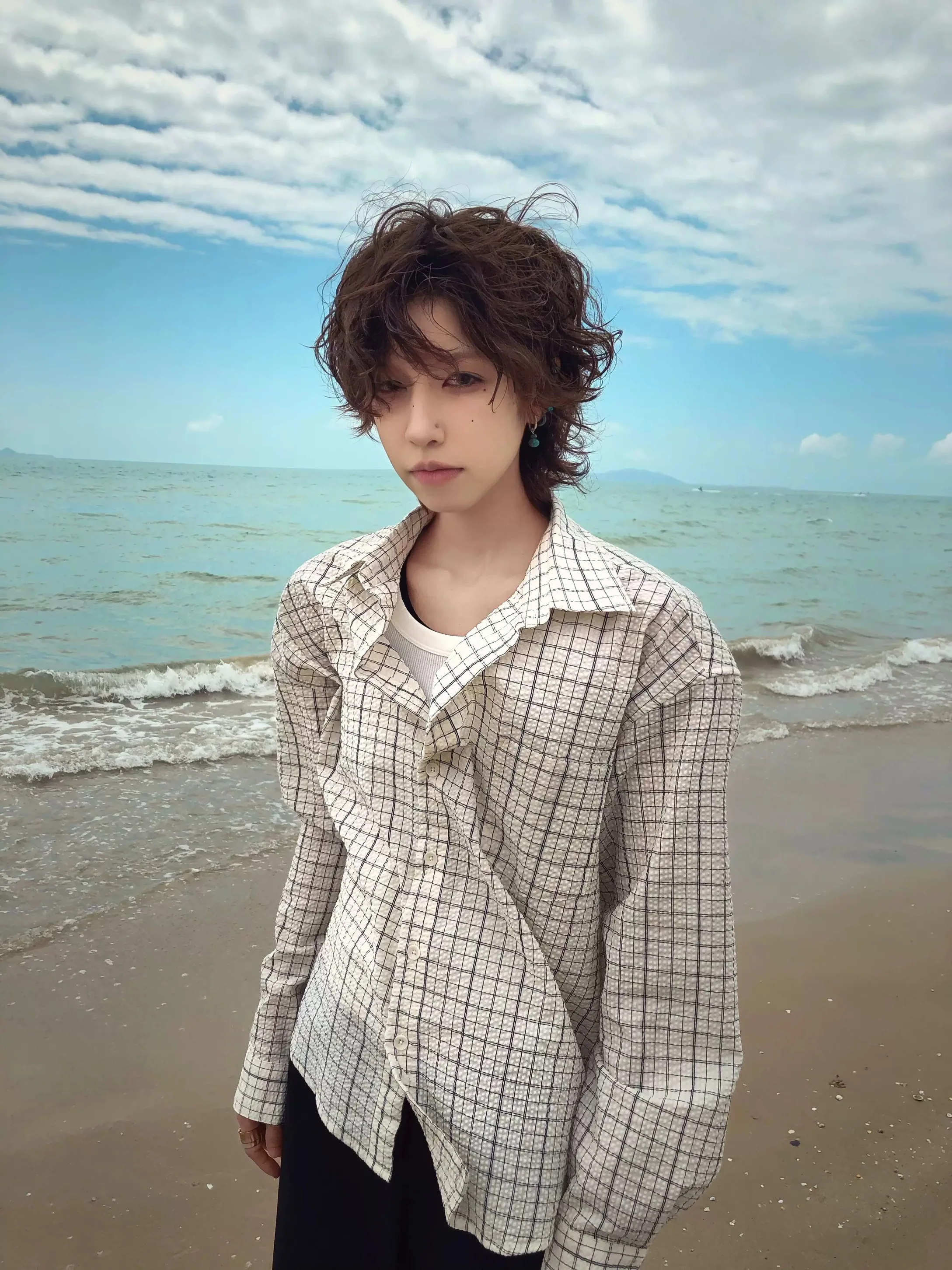Cleanfit Plaid Casual Bubble Shirt Long Sleeve Thin Loose Cotton Shirt Summer Season Men's Fashion Classic Collar Open Cardigan