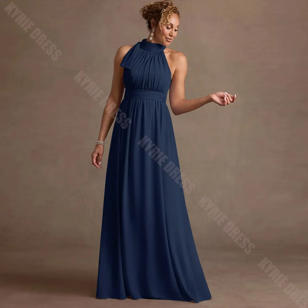 Customized Mother of The Bride Dresses Fashion Halter Neck Sleeveless A Line for Woman Wedding Guest Gowns Formal Evening Dress