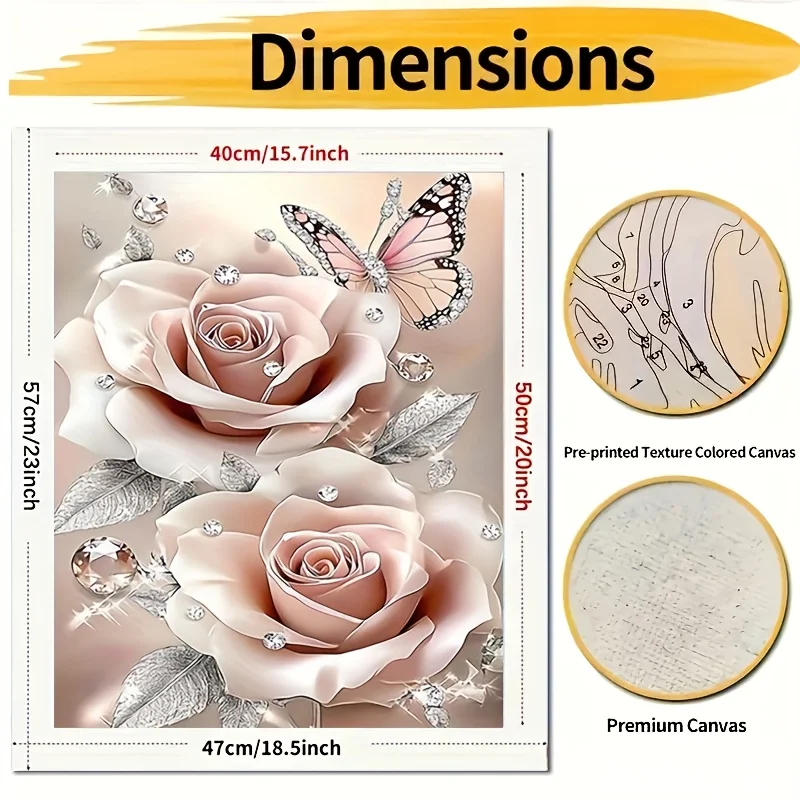 [Professional Art Use] 1pc Beginner-Friendly Adult Digital Painting Kit - Includes Acrylic Paints, Canvas, 3pcs Brushes, And Ins