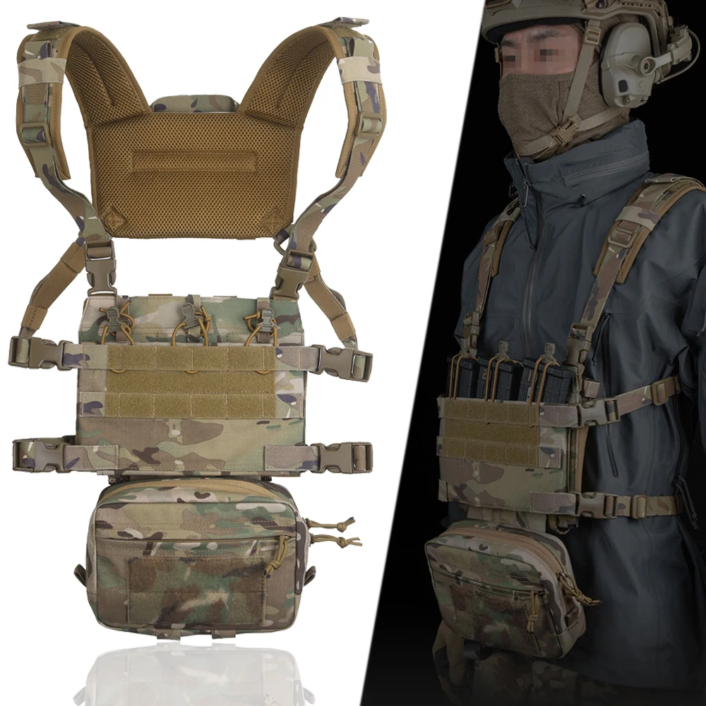 

R Assault Tactical Chest Rig With Hang Down Packet Pouch Adjustable Detachable Vest Chest Airsoft Rig Expand Adaptation Platform