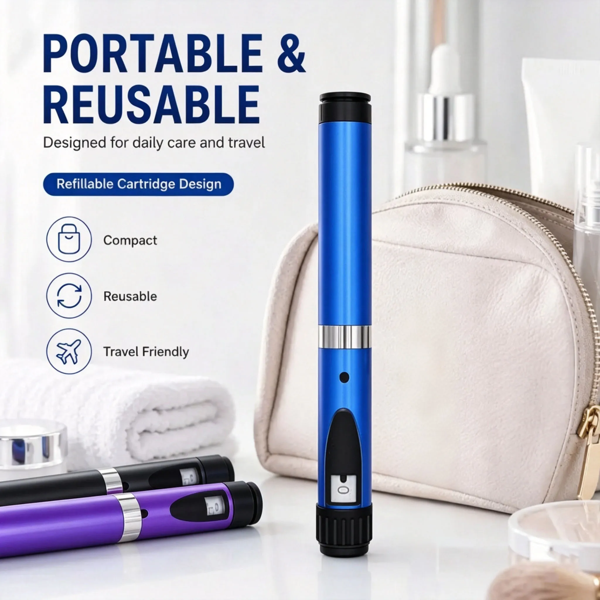Reusable Insulin Injection Pen Adjustable 1-60 Units Precise Dose Dial 3ml Cartridge Home Use Portable Safe Durable Accurate