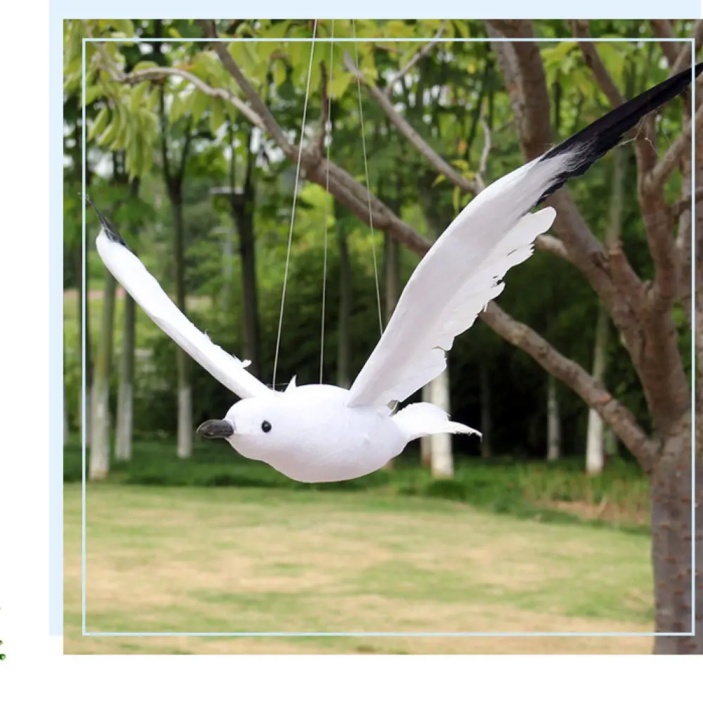 Realistic Seagull Sculpture Artificial Feather Bird Decor For Garden Office Desk Forest Style Table Ornament