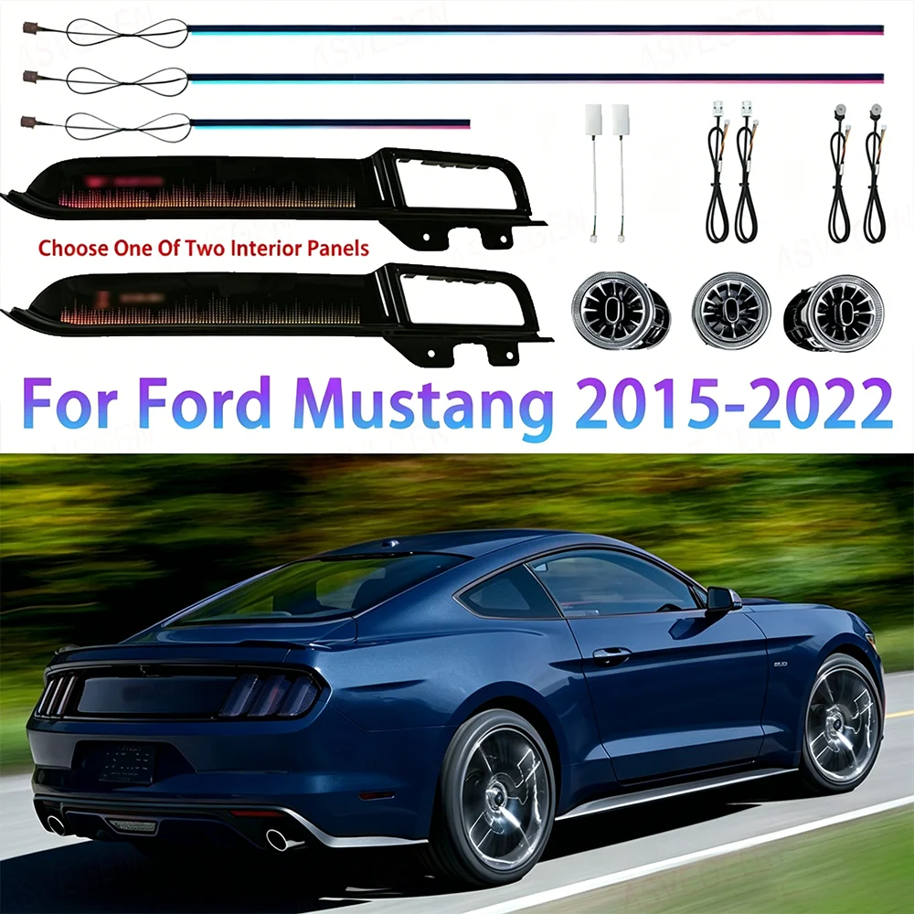 Streamer RGB Ambient Light For Ford Mustang 2015-2022 13 LEDs App Control Passenger Trim Interior Neon Decorative LED