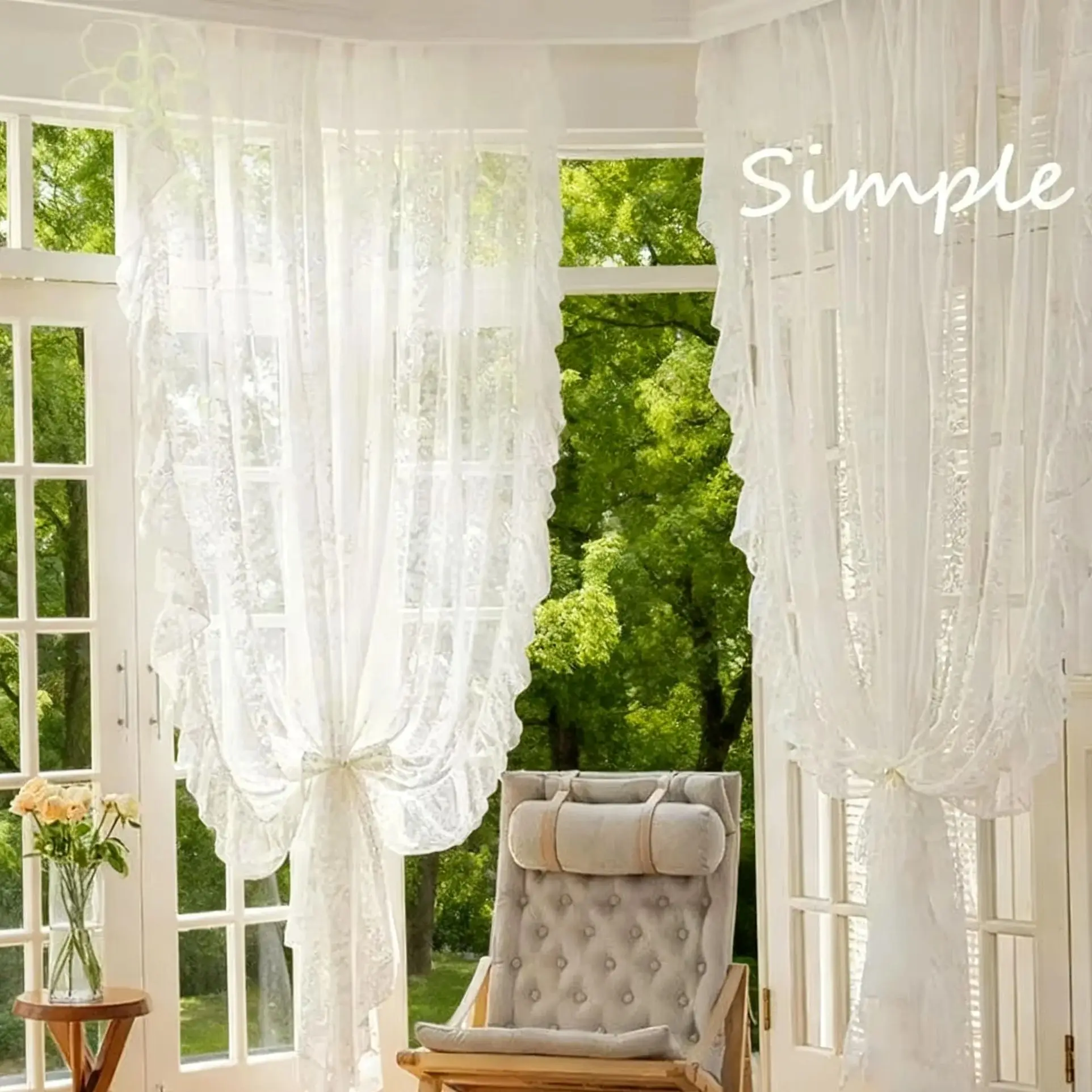 Lace Tulle Bedroom Dining Vertically Romantic Grace Custom Size Small Fresh Style Curtains For Living Room Simple Light Luxury