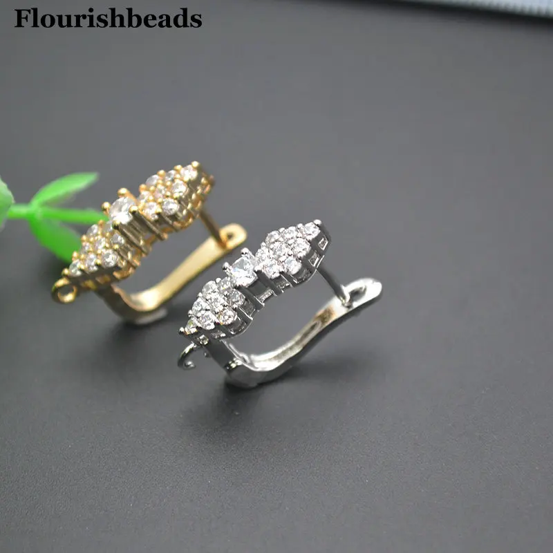 

30pc Anti-rust CZ Paved Double Point Metal Eearring Hook Clasps Jewelry Findings