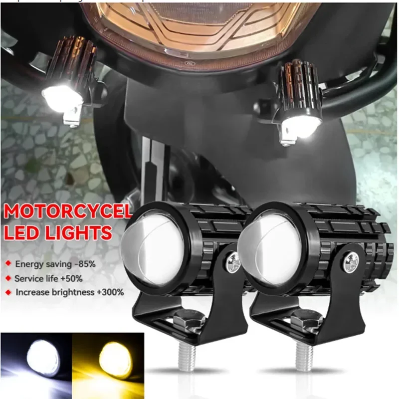 

Мотоциклетный мини-фонарь дальнего света, двойной цвет для фар, вспомогательный прожектор, лампа для скутера, противотуманные фары, аксессуары 12 В