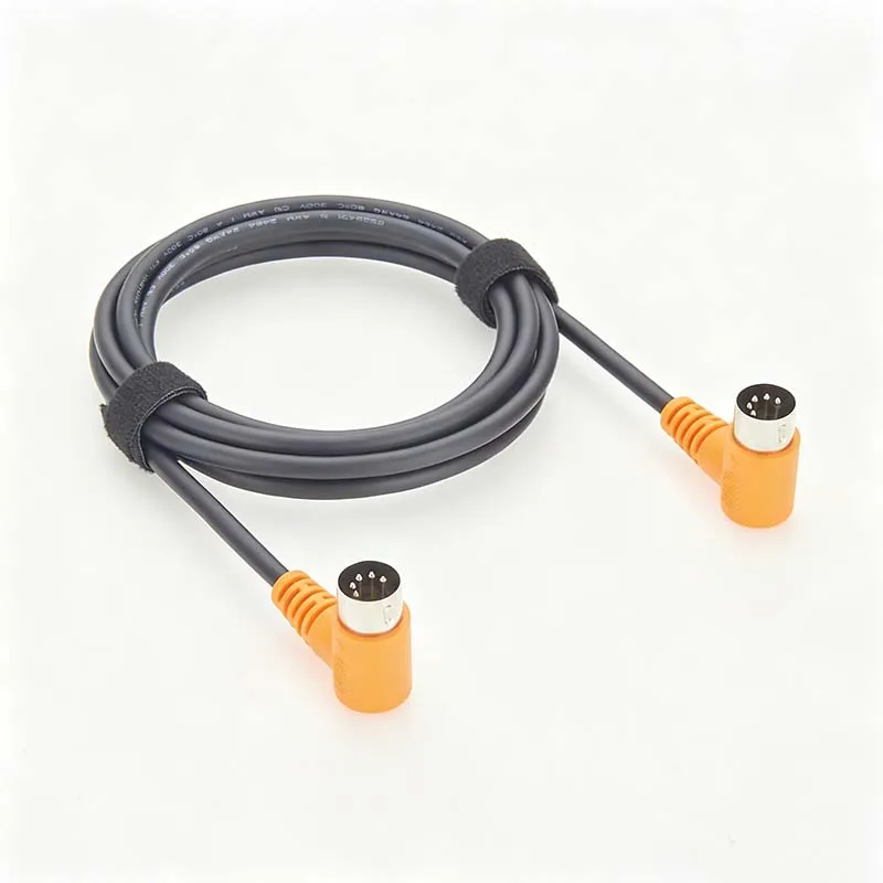 5-Pin DIN Right-Angle MIDI Cable with 90-Degree Elbow—Professional Studio and Stage Performance Equipment for MIDI Signals