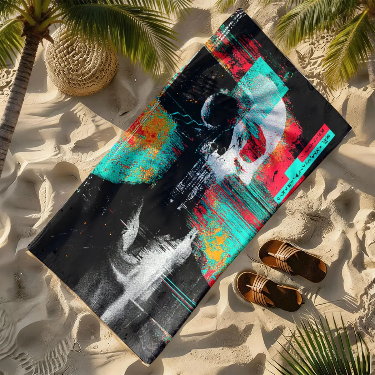 Skeleton figure wearing a suit polyester microfiber beach towel is highly absorbent, suitable for swimming and beach outings