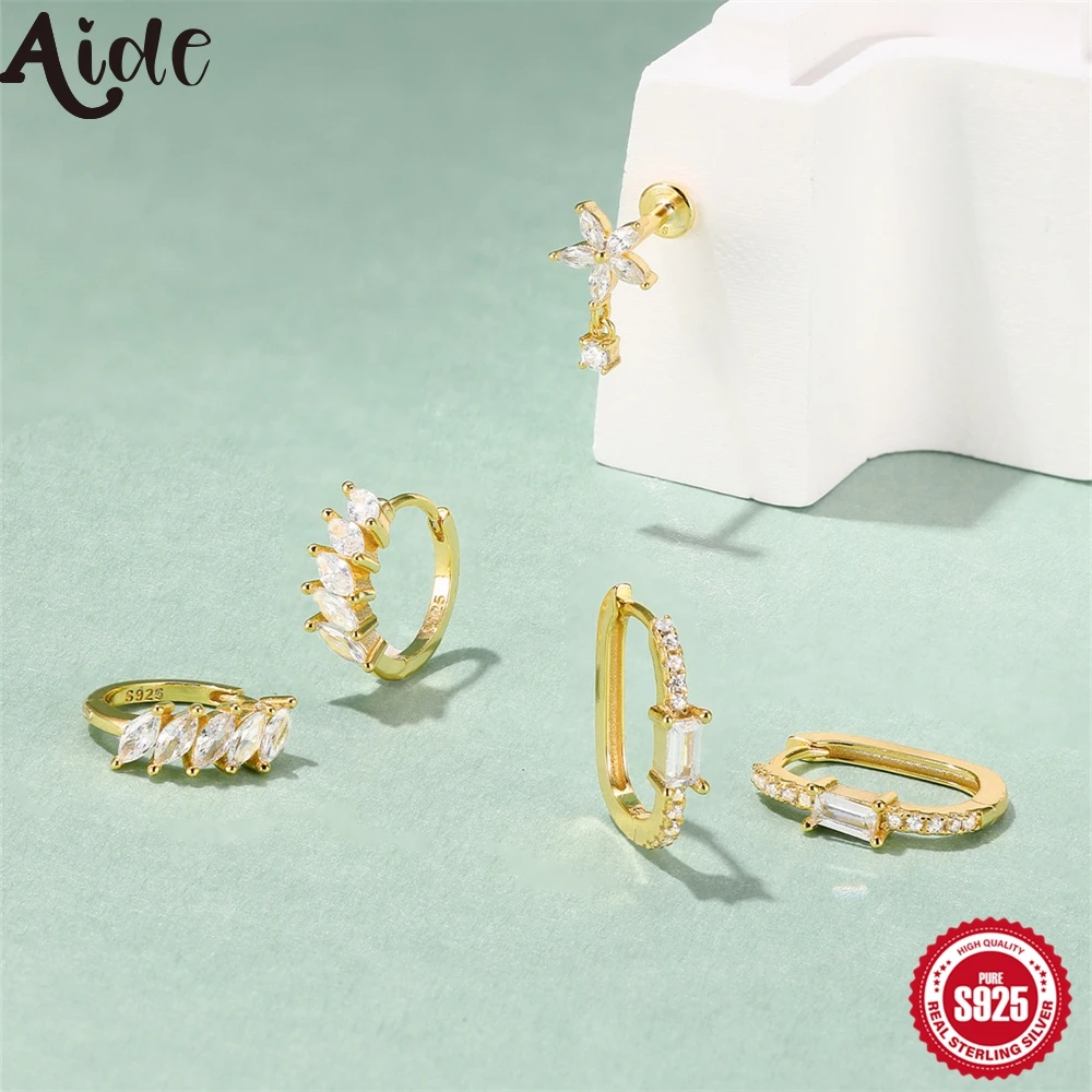 Aide 925 Sterling Silber Neue Trendy O-Form Quadratische Creolen Temperament Einfache Charme Elegante Ohrringe Schmuck Zubehör