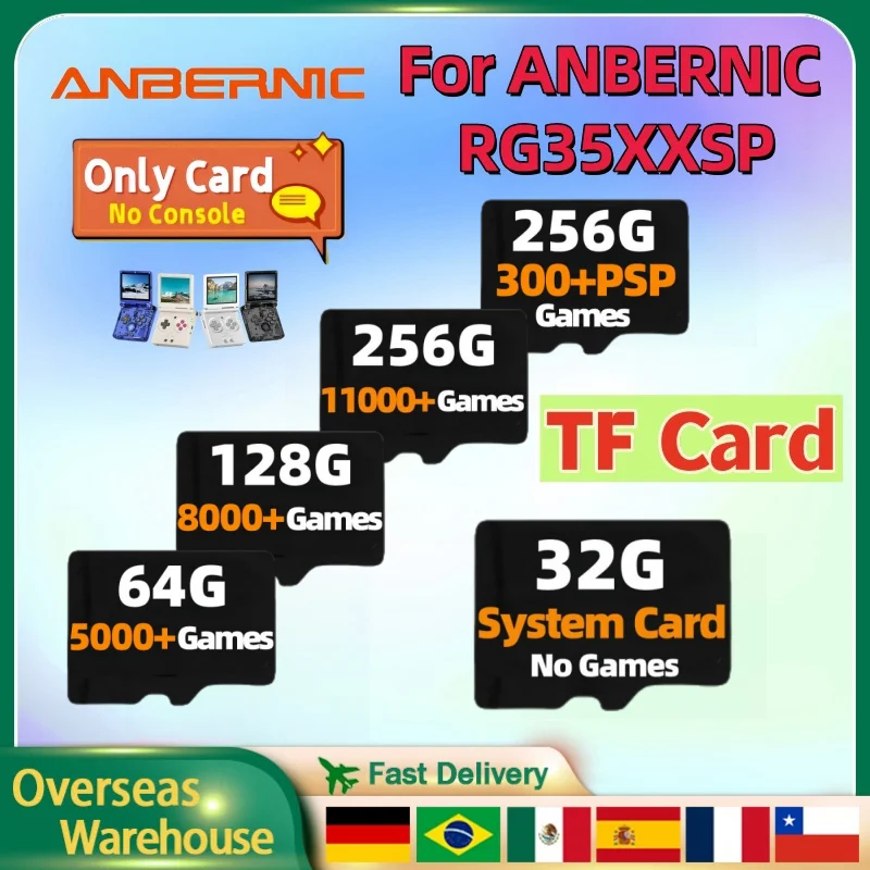 ANBERNIC RG35XXSP TF Card Memory Card Retro Handheld Game Console Preloaded Universal 256G 300+PSP Games 11000+Games Gift