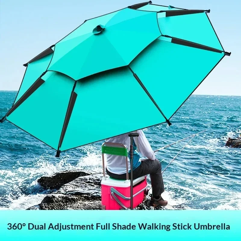 Protection Waterproof Upgraded Black Coating Outdoor Fishing Umbrella Heavy Portable Durable Without a baseDuty Double Layer UV