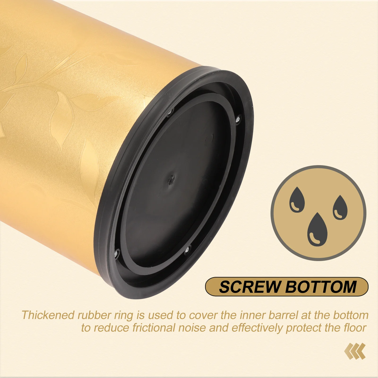 

Round Trash Bin 30L Gold Metal Garbage Container For Home Office Bathroom Corner Storage Simple Design Kitchen Toilet