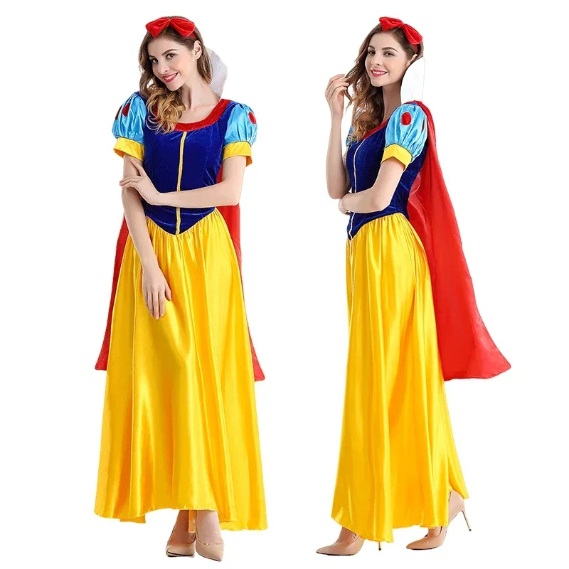 Disfraz de Blancanieves para adultos, traje de Blancanieves y siete enanitos, vestidos, peluca, traje, ropa de fiesta de H