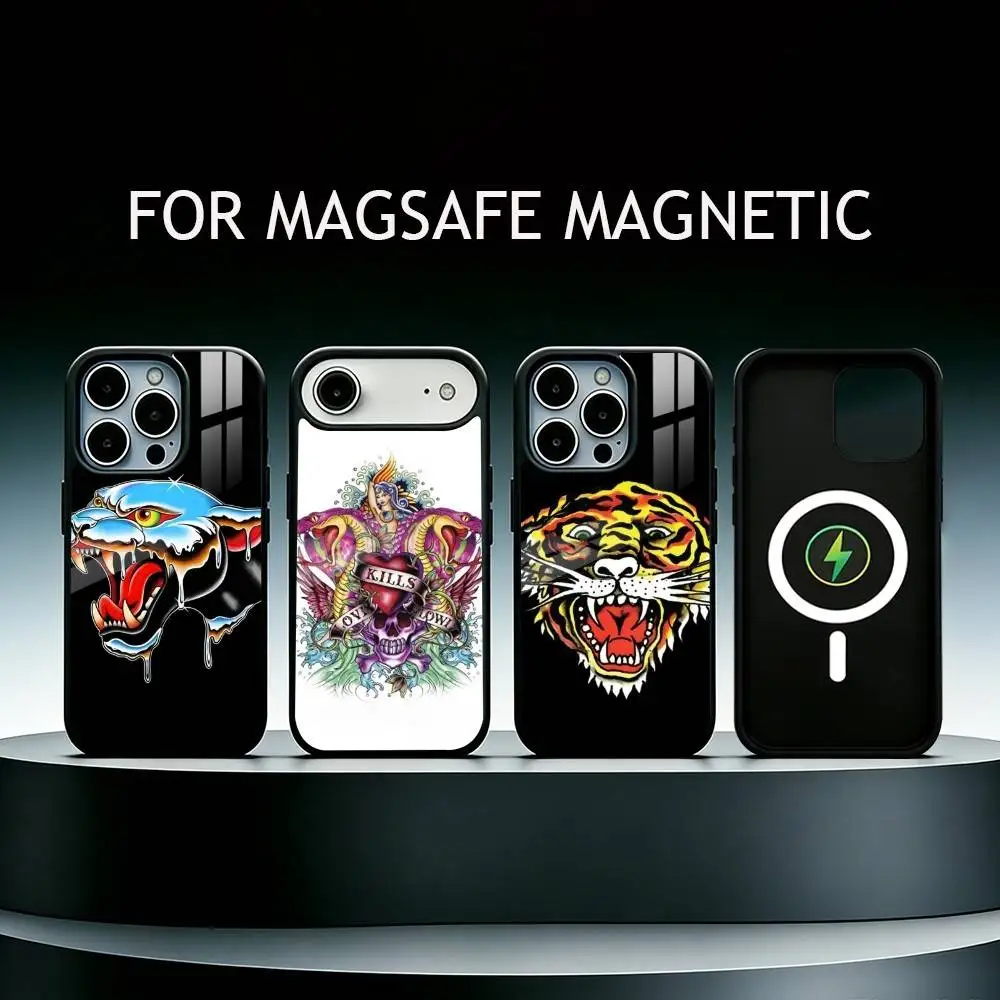 

Fashion Brands Ed Hardy Phone Case For iPhone17,16,15,14,13,12,11 Plus,Pro Max Magnetic For Magsafe Wireless Charging