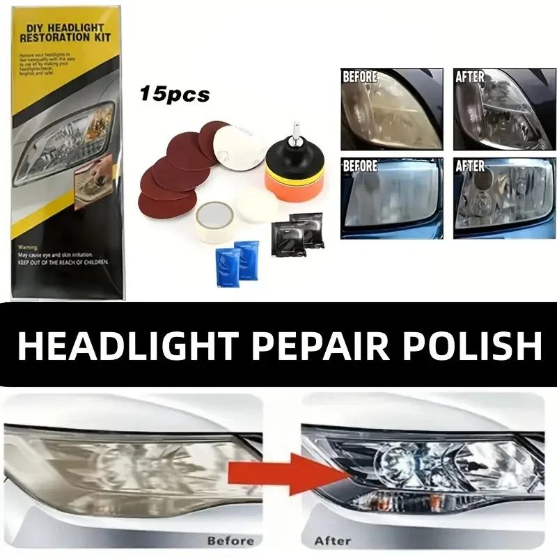 1 Set Car Headlight Restoration Kit Headlight Repair Cleaning Kit Car Repairing Tools Car Maintenance