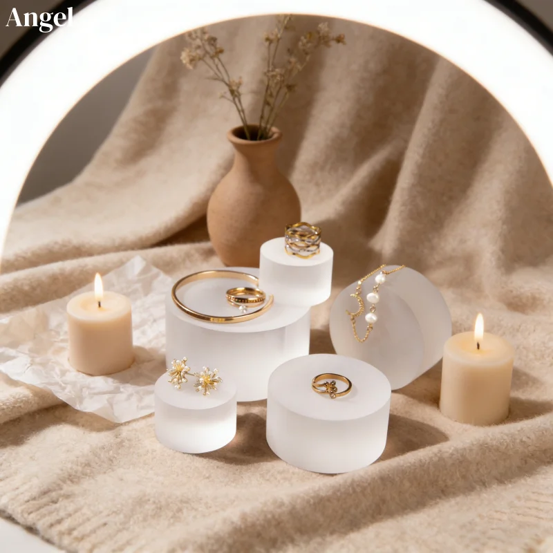 Frosted Earring Necklace Ring Display Stand, Jewelry Bracelet Holder Rack, Multi-Functional Organizer for Pendant & Chain Showca