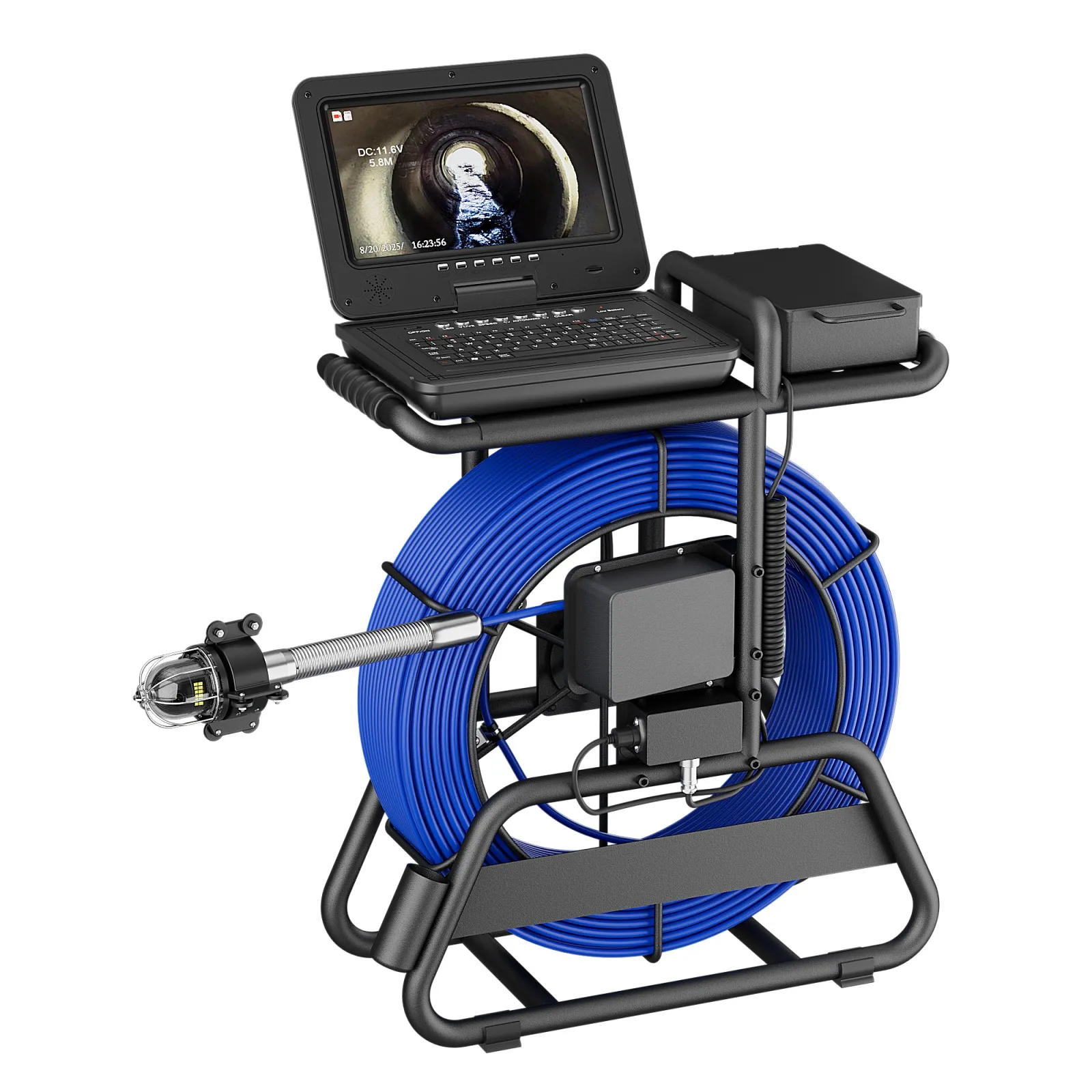 10" IPS 360° Rotating 60MM Sewer Camera with 512Hz Transmitter 50-100M 7mm Cable 4500mAH Battery Industrial Endoscope with DVR - Image 4