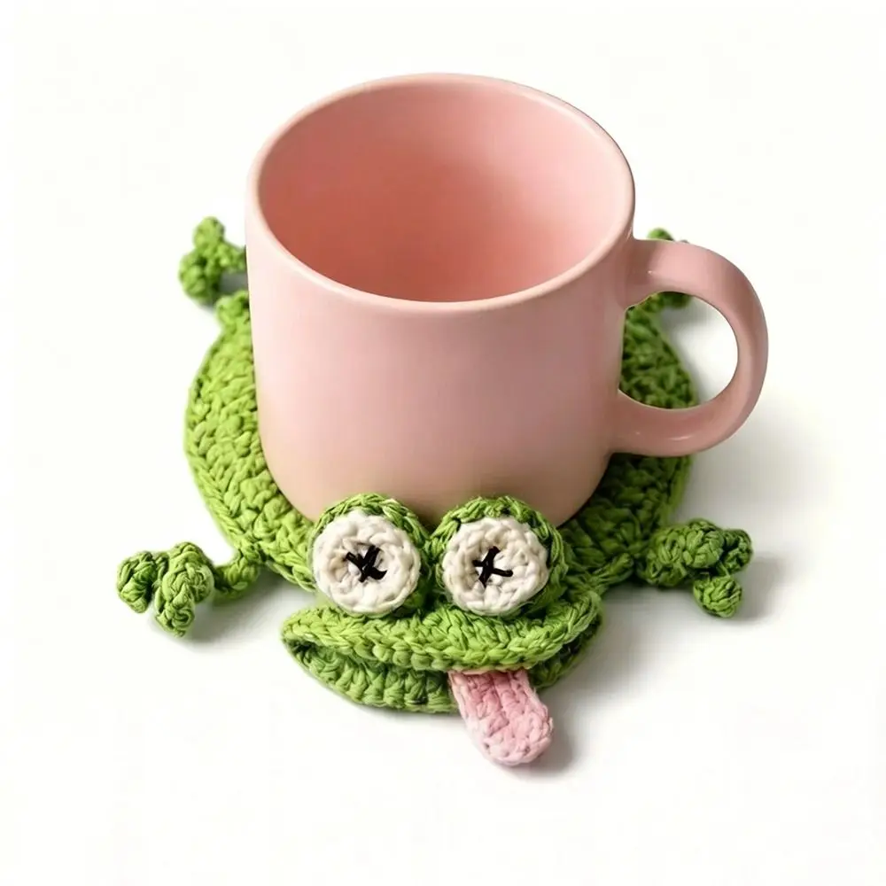 Handgefertigte Häkel-Tieruntersetzer, Weiche Gestrickte Rutschfeste Unterlage, Niedliche Cartoon-Tassenmatte mit Tierform-Design – Detail 11