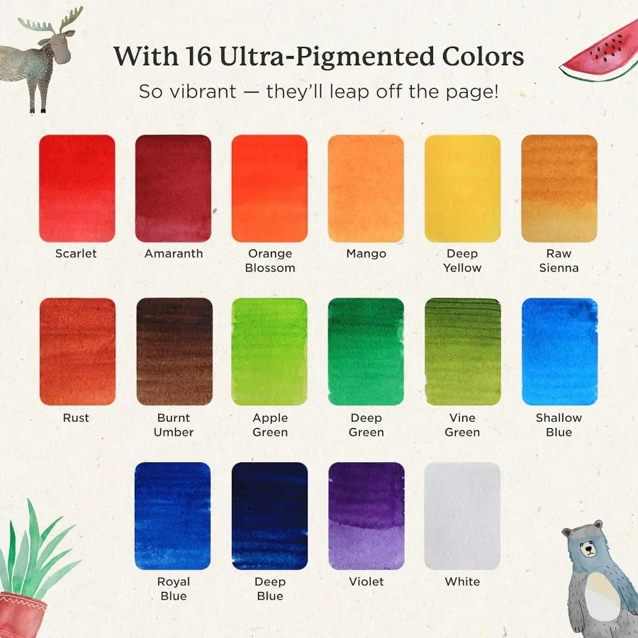 Travel Watercolor Paint Set Original 16 Vibrant and Lightfast Watercolor Paints for Adults Beginners Artists and Hobbyists Hand