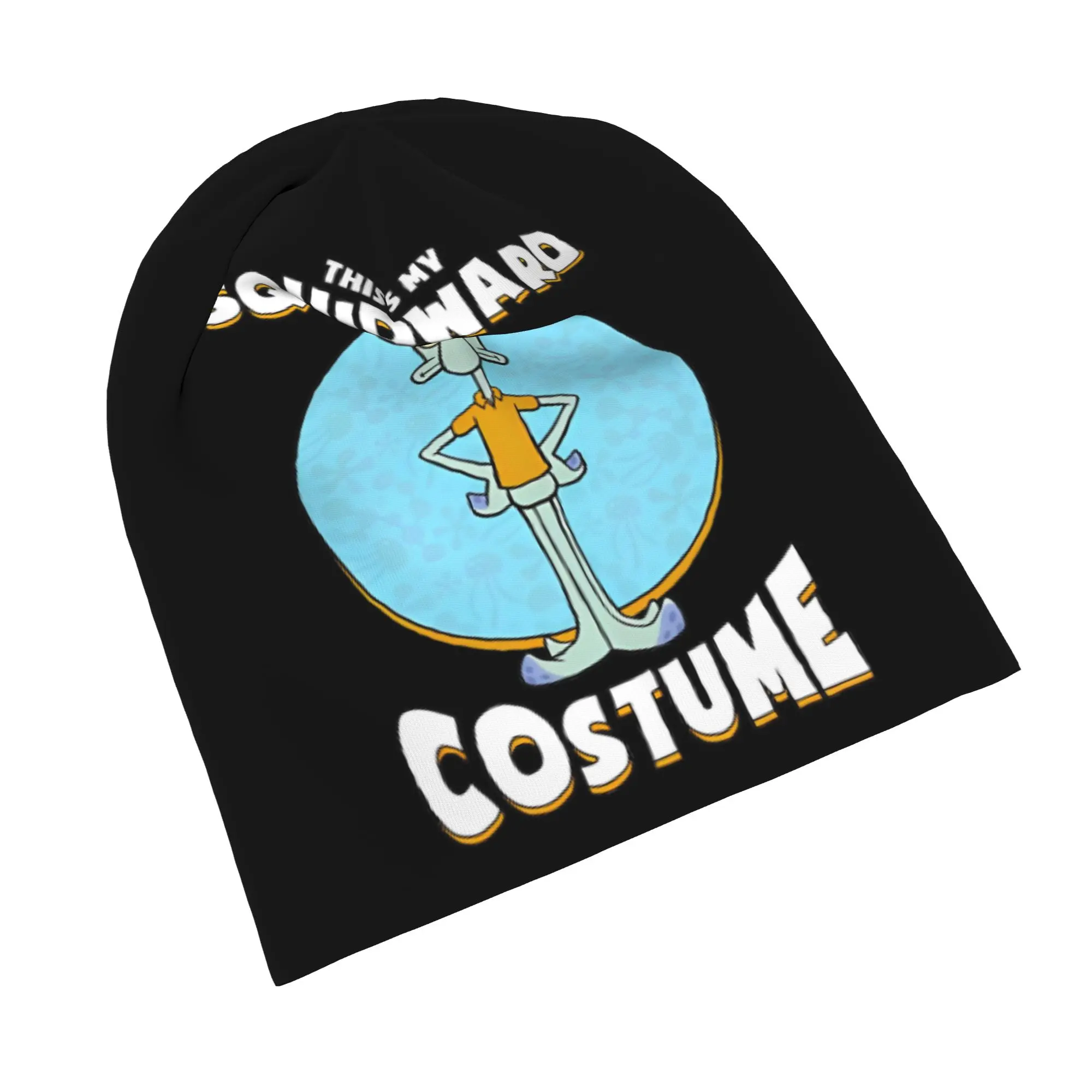 SpongeBobed  Halloween Squidward Costume  Cap Humor Vintage Men Outdoor Skullies Beanies Hats Warm Dual-use Bonnet Knitting Hats