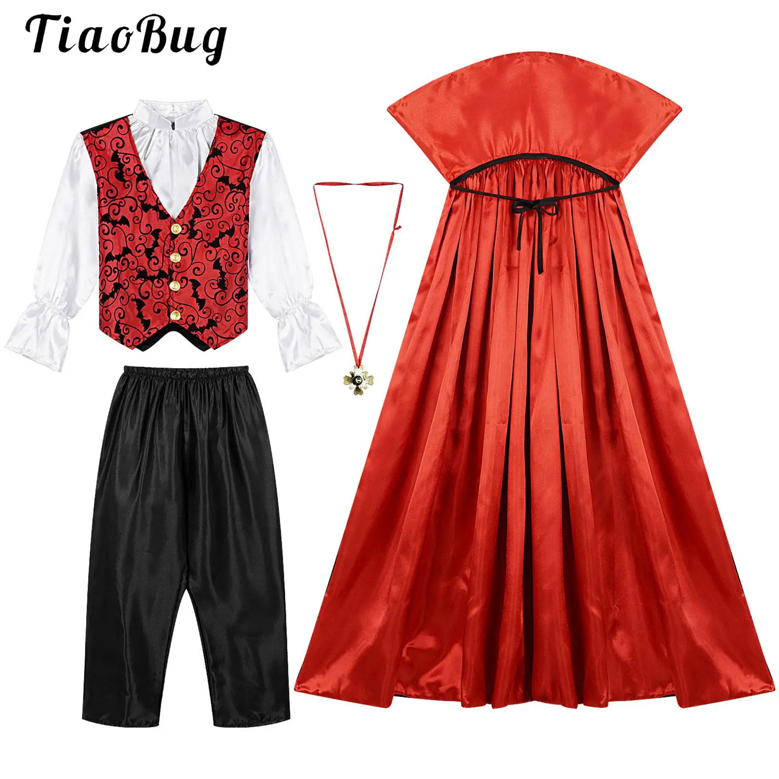 

Halloween Boys Vampire Dress Up Costumes Medieval Outfits Vampire Day Gothic Cosplay Masquerade Performance Cloak Suit
