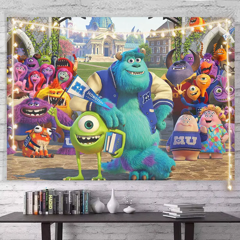 Monsters University Background Cloth Anime Hanging Cloth Big Eyes Mike Hairy Monster Sullivan Room Bedroom Decorative Wallpaper