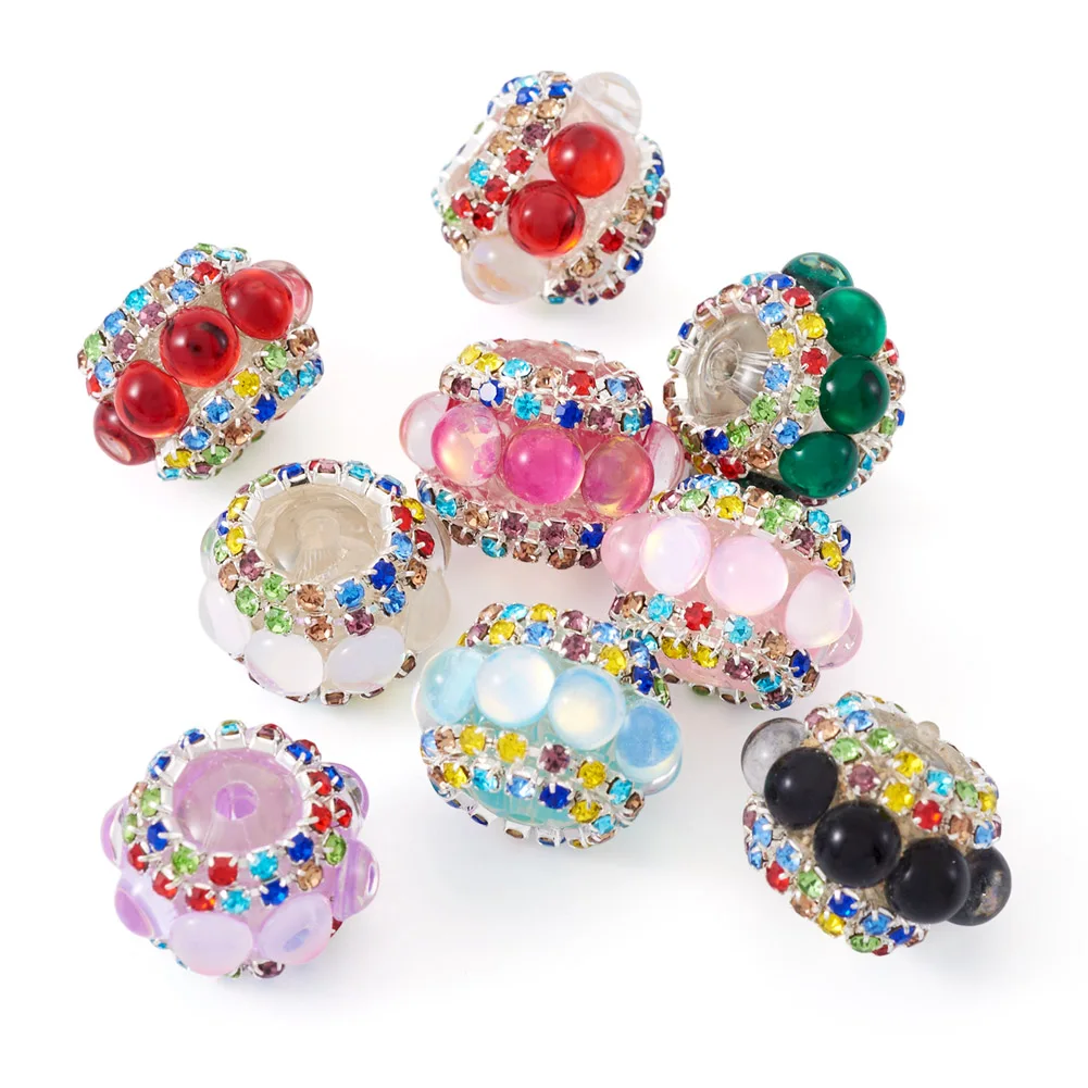 

9Pcs Sparkling Acrylic Rhinestone Beads 20mm Round with Resin Colorful Spacer Beads for DIY Jewelry Handmade Crafts Making