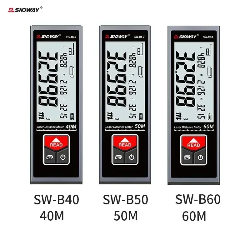 SNDWAY SW B40 B50 B60 Misuratore di distanza laser Ricaricabile Telemetro digitale Mini Laser Trena Telemetro Righello elettronico