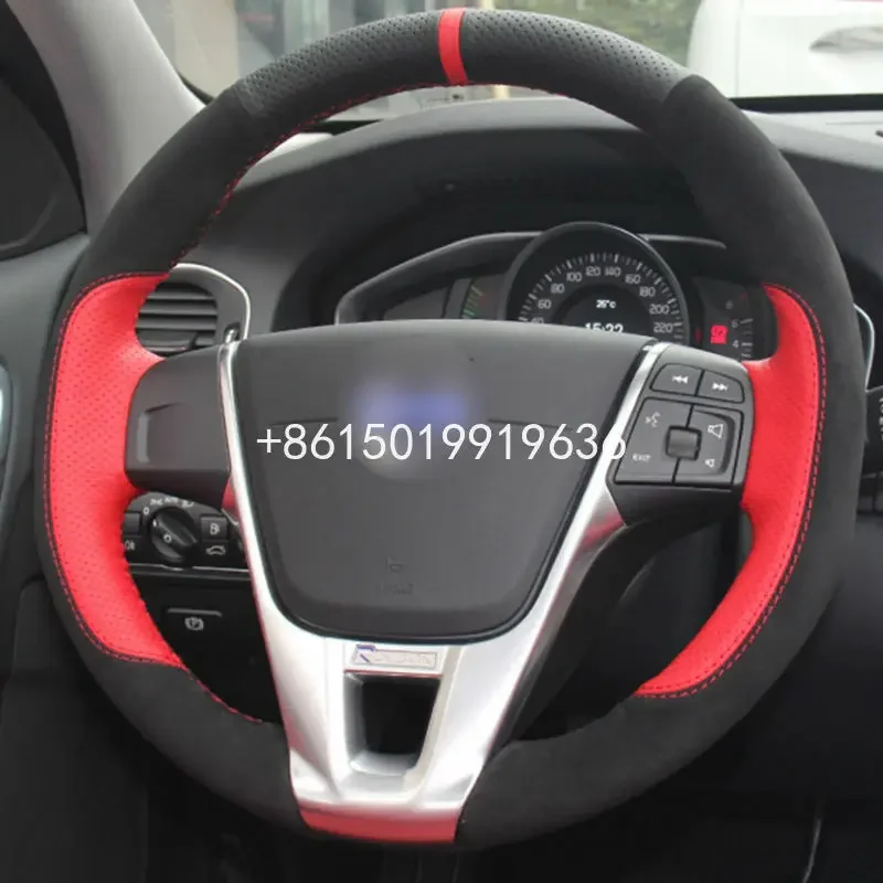 DIY Top Leather Car Steering Wheel Wrap Cover For Volvo S60 V40 V60 XC60