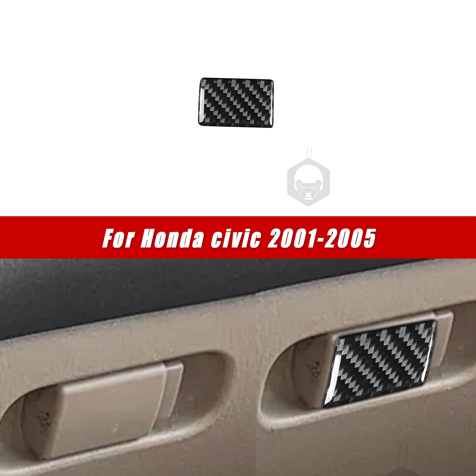 For Honda Civic 2001-2005 Car Interior Trim Accessories Real Soft Carbon Fiber Stickers Glove Box Handle Sticker